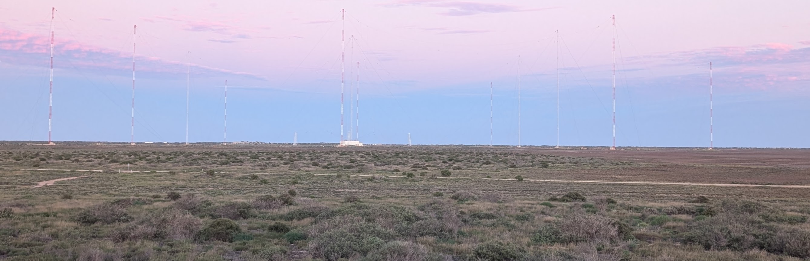 The towers that make up the VLF antenna outside of Exmouth, WA, Australia
